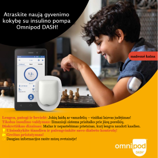 sumažinta Omnipod DASH insulino pompos kaina